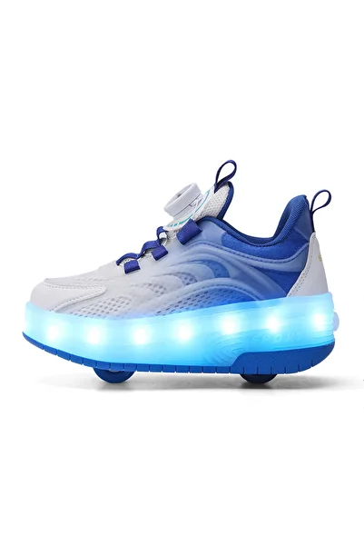 ETG Unisex Kids Roller Skates Shoes USB Charging, Girls Boys LED Roller Skate Shoes with Double Wheels