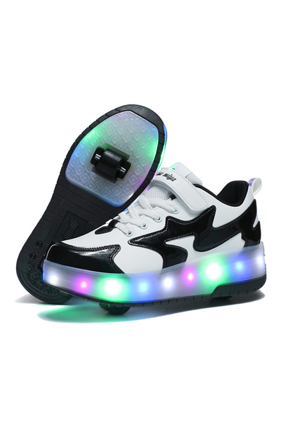 ETG Kids Roller Skates Light up Shoes with Double Wheel Shoes LED USB Chargin...
