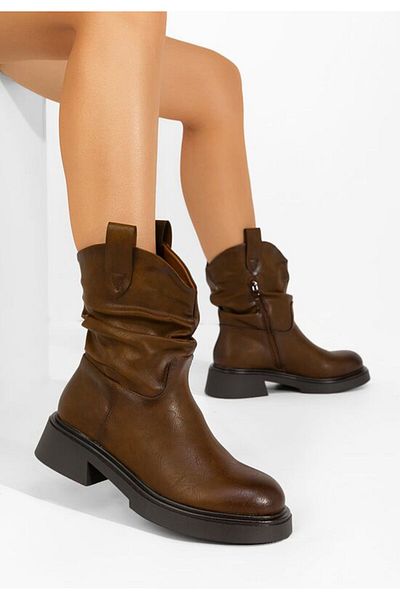 B T Shoes Ghete inalte dama Eufemia camel