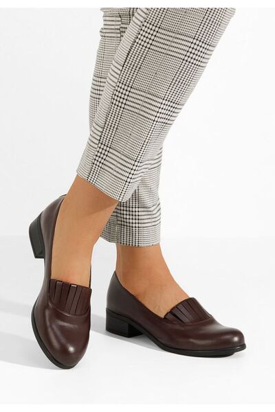 B T Shoes Πολυτελή Δερμάτινα Παπούτσια με Χοντρό Τακούνι Γκρένα
