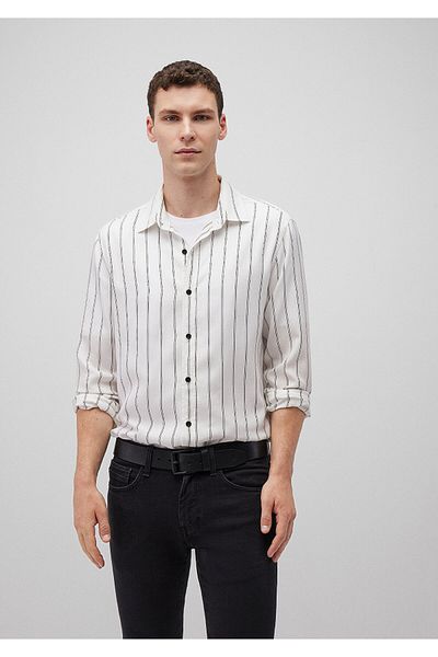 Mavi Λευκό ριγέ πουκάμισο Slim Fit - Tencel, Lyocell 0211222 -620