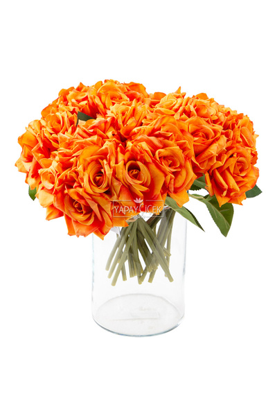 Yapay Çiçek Deposu 10lu Lüx Gul Demeti 25 cm Tuıuncu