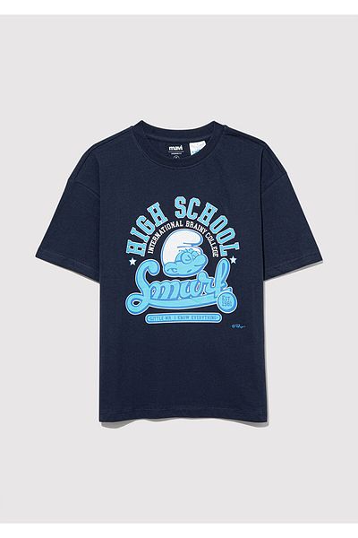 Mavi Tricou cu imprimeu Smurfs Bleumarin Oversize / Large Cut 6610236 -70487