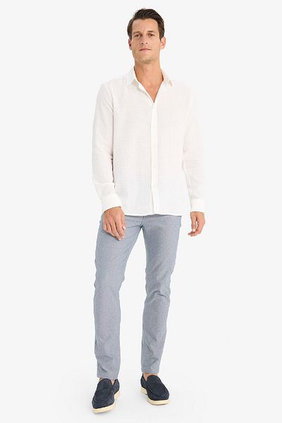 DeFacto Καλοκαιρινό παντελόνι Chino Canvas με υφή Slim Fit Slim Fit Skinny Leg με τσέπες T1055az25sp