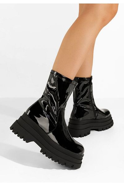 B T Shoes Anndrea black platform boots