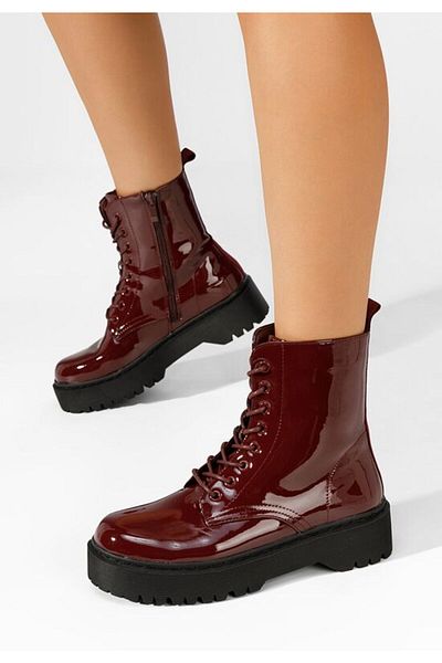 B T Shoes Women's patent leather boots Marquetta, dark blue