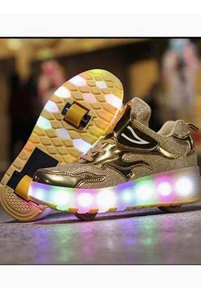 Generic حذاء تزلج رياضي لامع مع ضوء فلاش LED، متوفر بـ 7 ألوان