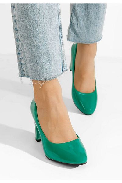B T Shoes Chic Green Patent Heeled Shoes