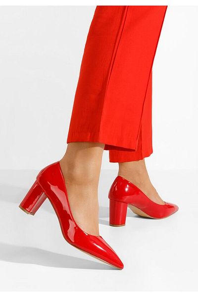B T Shoes Red Danza Chunky Heel Shoes