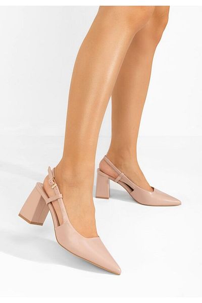 B T Shoes Pantofi cu toc gros Caprice nude