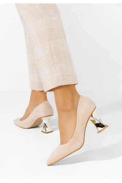 B T Shoes Pantofi Cu Toc Piramida Rociana V2 Bej
