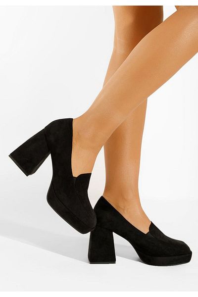 B T Shoes Pantofi Cu Toc Gros Negri Hoya