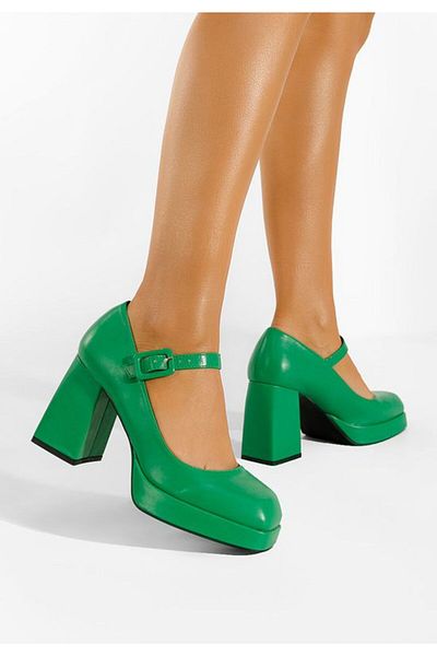 B T Shoes Pantofi cu toc si platforma verzi Grana