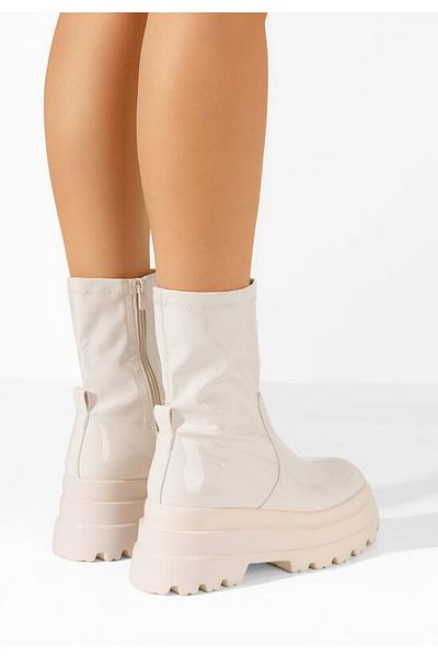 B T Shoes Anndrea beige platform boots