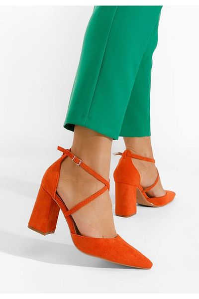 B T Shoes Pantofi Cu Toc Gros Demitra Portocalii