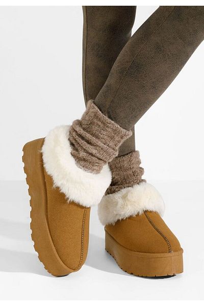 B T Shoes Maily camel women's fur boots