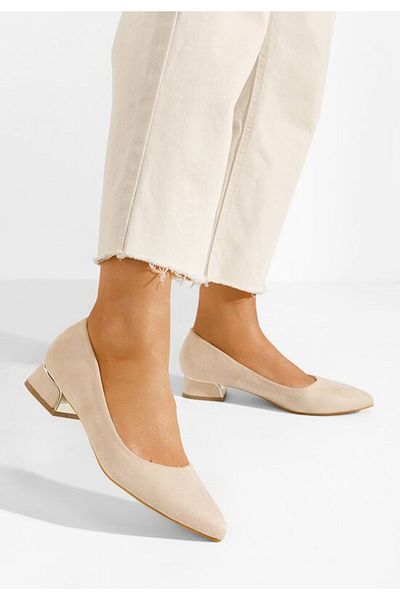 B T Shoes Lexie Beige Low Heel Shoes