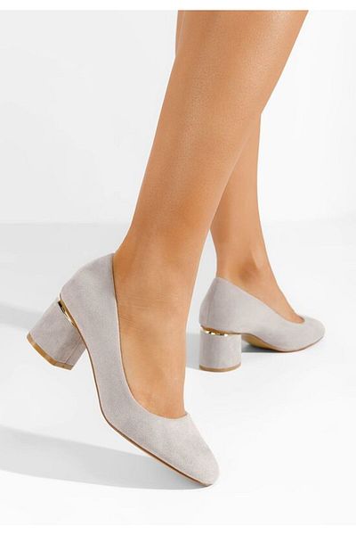 B T Shoes Grey Cabrilia chunky heel shoes