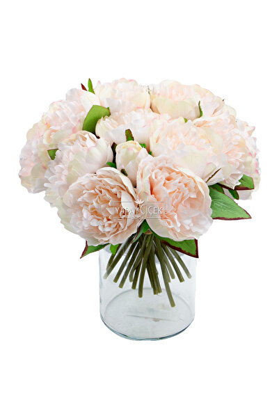 Yapay Çiçek Deposu Yapay Çiçek 6lı Açmış Şakayık Gül Buketi Pudra