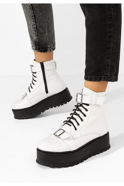 B T Shoes Astrid V5 white platform boots
