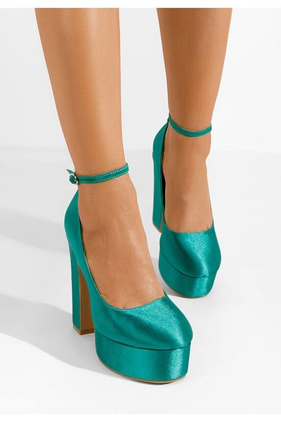 B T Shoes Pantofi Cu Toc Gros Si Platforma Matea V2 Turcoaz