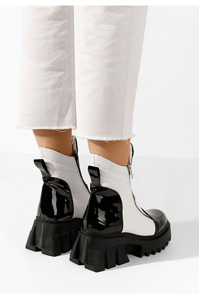 B T Shoes Taleda women's white leather boots