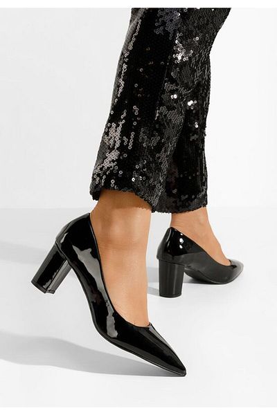 B T Shoes Pantofi Cu Toc Lacuiti Negri Danza