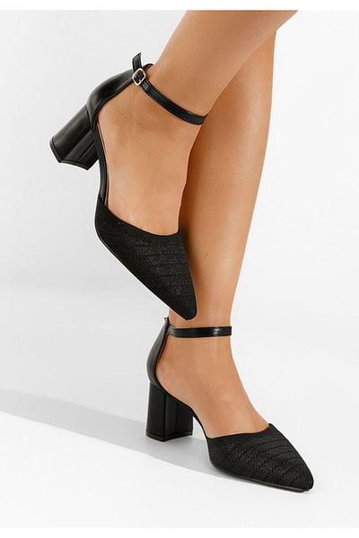 B T Shoes Pantofi Cu Toc Gros Silvena Negri
