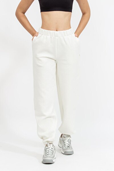 Calvin Klein WAFFLE KNIT CUFFED JOG PANT Kadın Beyaz Eşofman Altı J20J223920-YBI