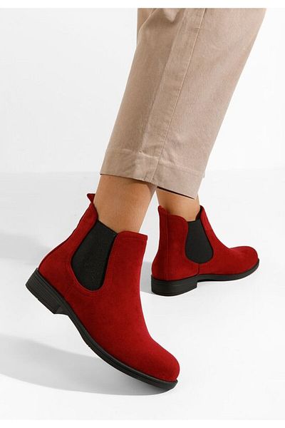B T Shoes Zelmira women's red chelsea boots