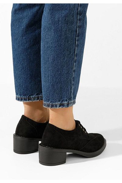 B T Shoes Pantofi cu toc si siret Slick negri