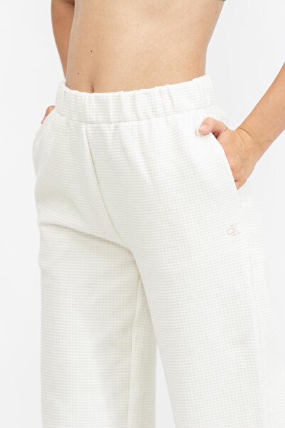 Calvin Klein WAFFLE KNIT CUFFED JOG PANT Kadın Beyaz Eşofman Altı J20J223920-YBI