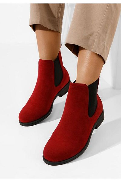 B T Shoes Zelmira women's red chelsea boots