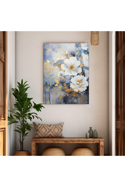 Harika bir ev Hari̇kabi̇rev | Dark Blue Gold White Flower Theme Tempered Unbr...