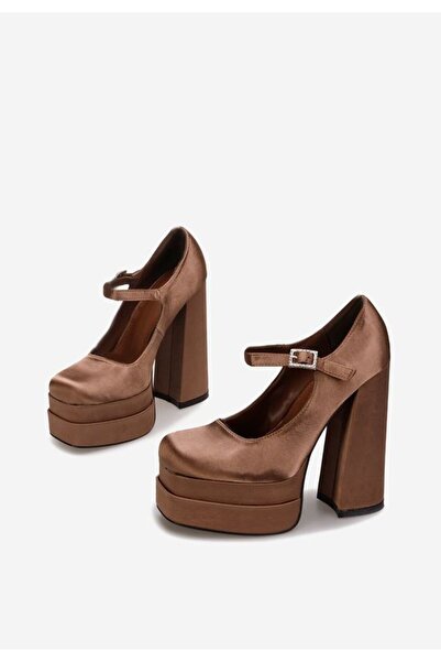 B T Shoes Brown Tixe Platform Chunky Heel Shoes