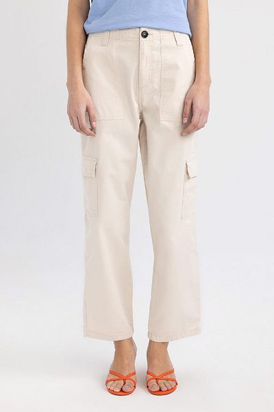 DeFacto Straight Fit Cargo Pocket High Waist Wide Leg Gabardine Trousers A9200AX24SM