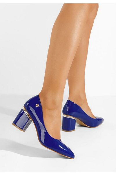 B T Shoes Pantofi Cu Toc Gros Nelia V3 Albastri
