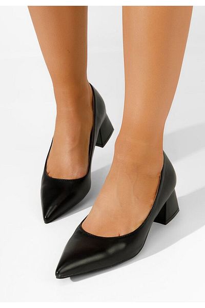 B T Shoes Pantofi Cu Toc Mediu Alleva Negri