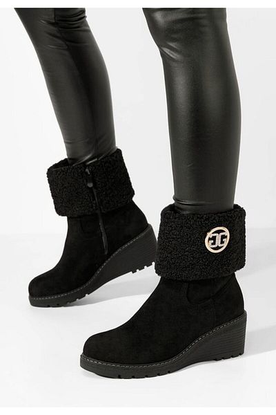 B T Shoes Sophie black platform boots