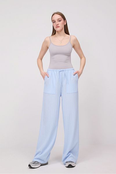 Addax Pantaloni cu picioare late cu dantelă în față Pn10143-u1