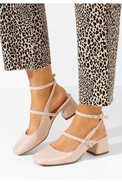 B T Shoes Λινάρες Μπεζ Παπούτσια με Χοντρό Τακούνι