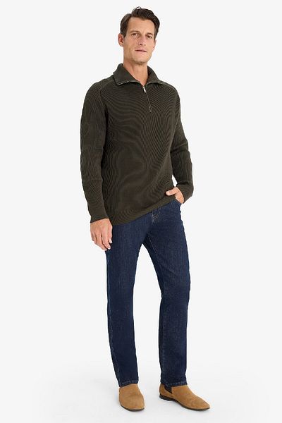 DeFacto Standart Fit Stand Collar Zip Knitwear Sweater D4209Ax24Wn