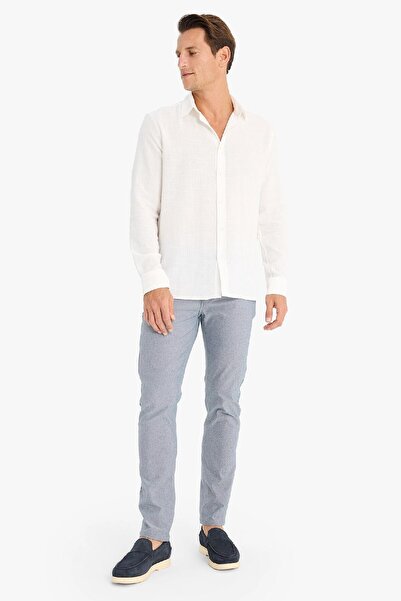 DeFacto Yazlık Chino Kanvas Dokulu Pantolon Slim Fit Dar Kesim Cepli Dar Paça T1055az25sp