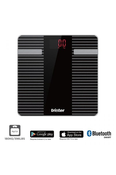 trister ميزان ذكي لقياس كتلة الجسم والعضلات والعظام، زجاج أسود 6 مم - 180 سعة...
