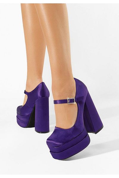 B T Shoes Pantofi Cu Toc Gros Si Platforma Tixe Mov