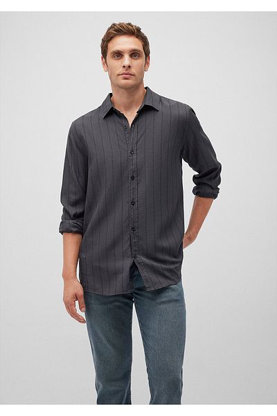 Mavi Gray Striped Tencel Shirt - Slim Fit, Slim Fit 0211222 -70352