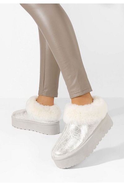 B T Shoes Maily silver platform boots