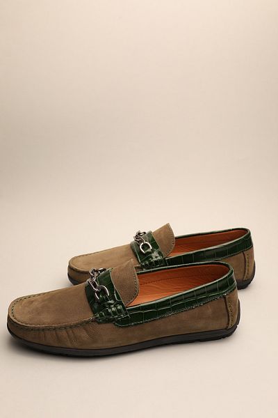 Gondol Loafer clasic din piele naturală pentru bărbați verde 41 Ttx.636