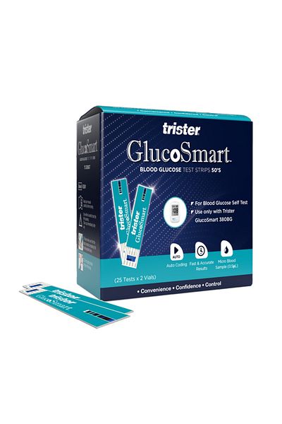 trister Gluco Smart Blood Glucose Test Strips 50'S