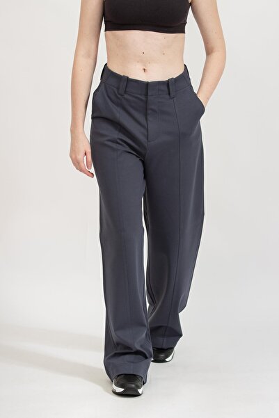 Calvin Klein Kadın Yüksek Bel Mavi Kumaş Pantolon